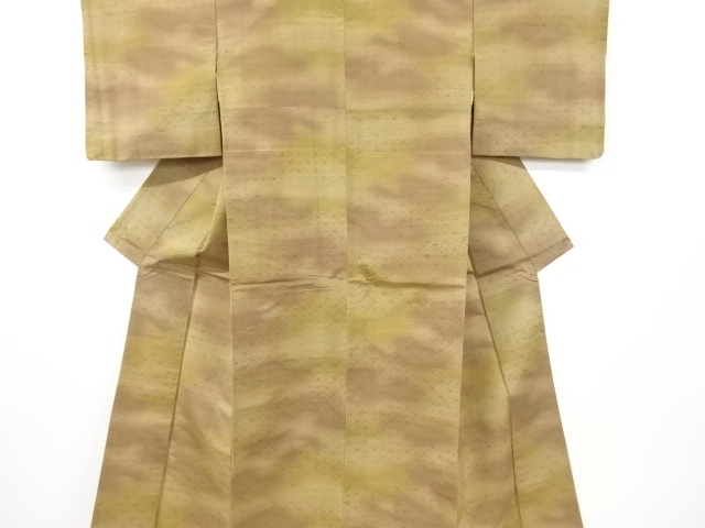 アンティーク　破れ七宝模様織り出し手織り節紬着物